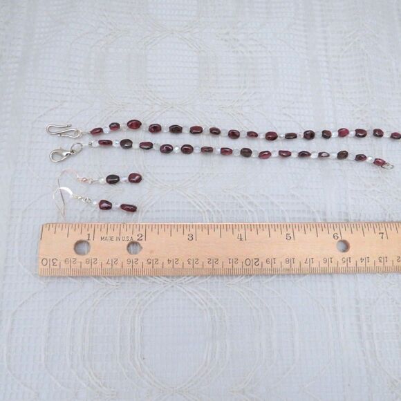 Handmade Garnet Jewelry Set, Garnet Necklace, Earrings, Bracelet, Gift For Her - Picture 3 of 9